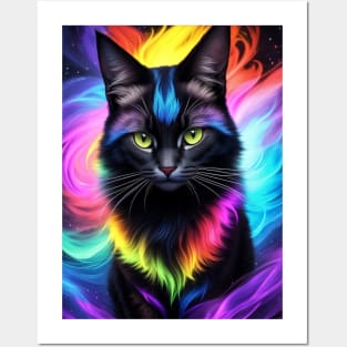 Fantasy Colorful Furry Cat Posters and Art